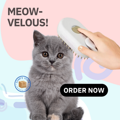 3-in-1 Electric Pet Grooming Brush with Steam Spray – USB Rechargeable Cat & Dog Comb with Massage Feature