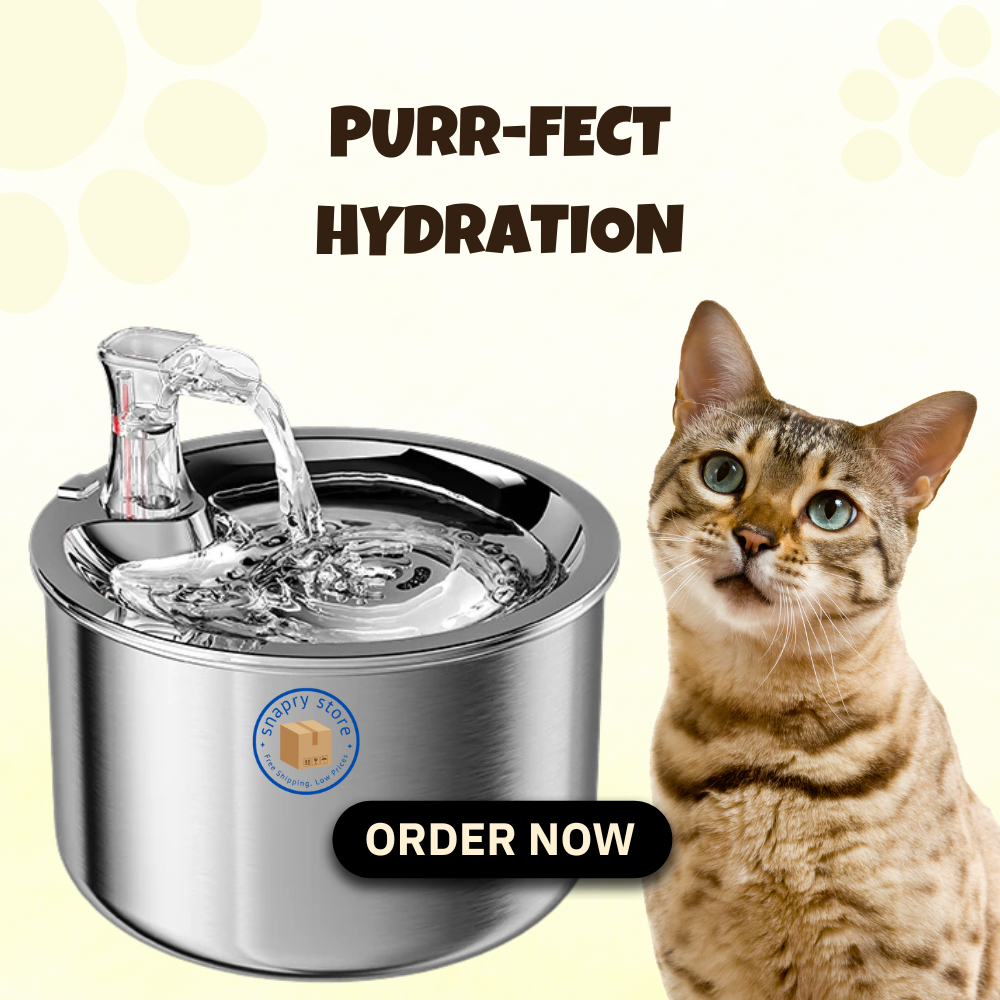 Stainless Steel Automatic Pet Water Fountain – 2L Cat & Dog Water Dispenser with Smart Sensor & Optional Heater