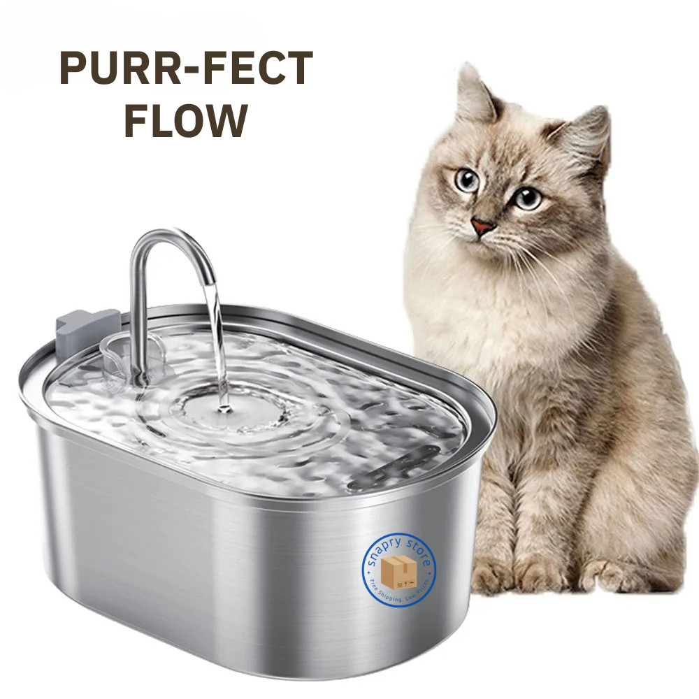 Smart Stainless Steel Cat Water Fountain – 3.2L Ultra-Quiet Automatic Pet Drinking Dispenser with Double Filtration, BPA-Free & Dishwasher Safe