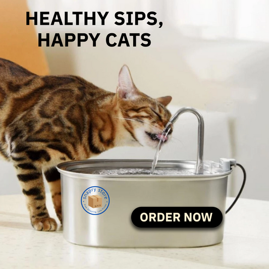 Smart Stainless Steel Cat Water Fountain – 3.2L Ultra-Quiet Automatic Pet Drinking Dispenser with Double Filtration, BPA-Free & Dishwasher Safe