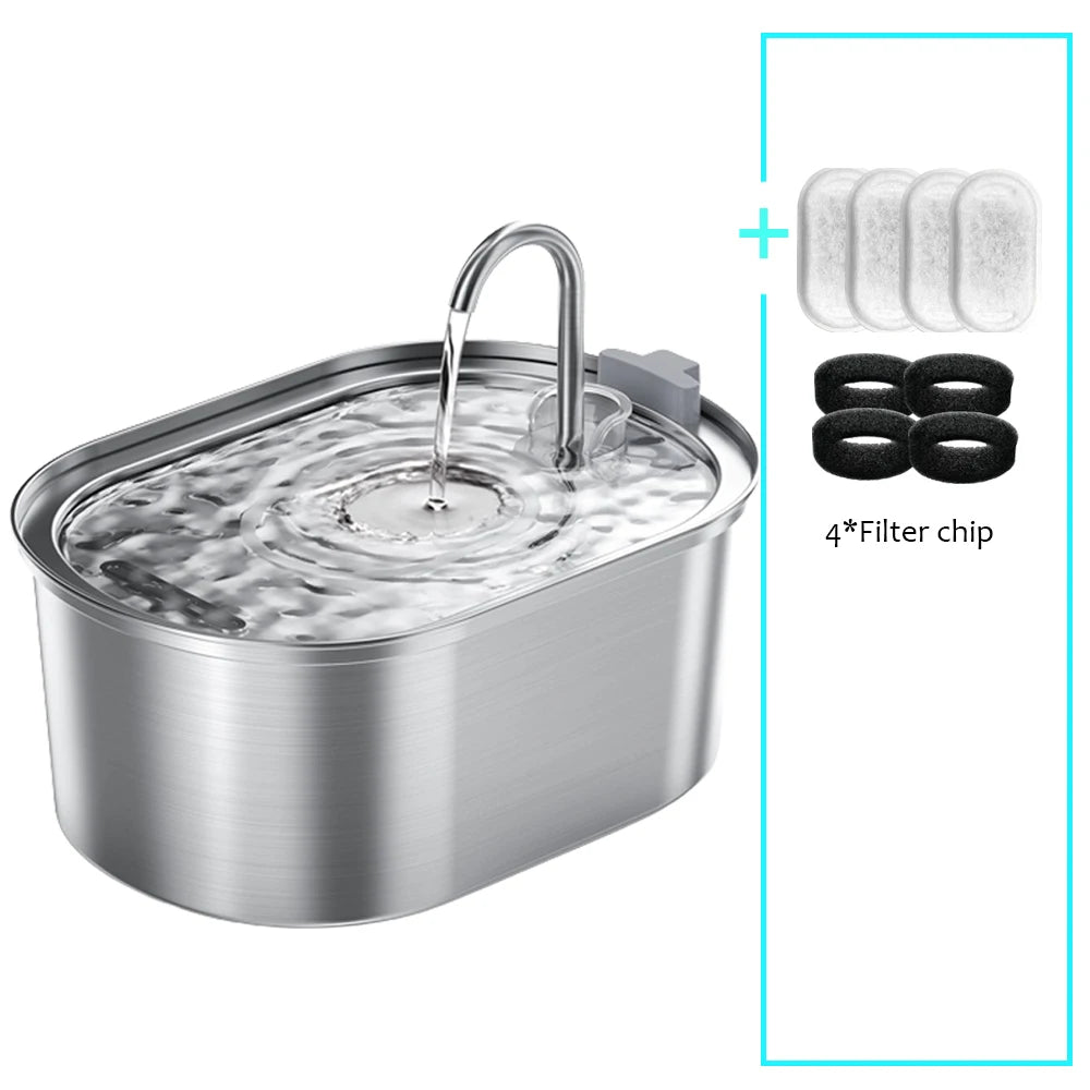 Smart Stainless Steel Cat Water Fountain – 3.2L Ultra-Quiet Automatic Pet Drinking Dispenser with Double Filtration, BPA-Free & Dishwasher Safe