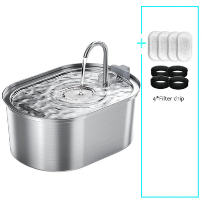 Smart Stainless Steel Cat Water Fountain – 3.2L Ultra-Quiet Automatic Pet Drinking Dispenser with Double Filtration, BPA-Free & Dishwasher Safe