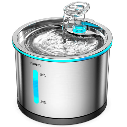 1.5L Stainless Steel Cat Water Fountain with LED Indicator – Quiet, Durable & Dishwasher Safe