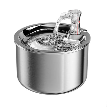Stainless Steel Automatic Pet Water Fountain – 2L Cat & Dog Water Dispenser with Smart Sensor & Optional Heater