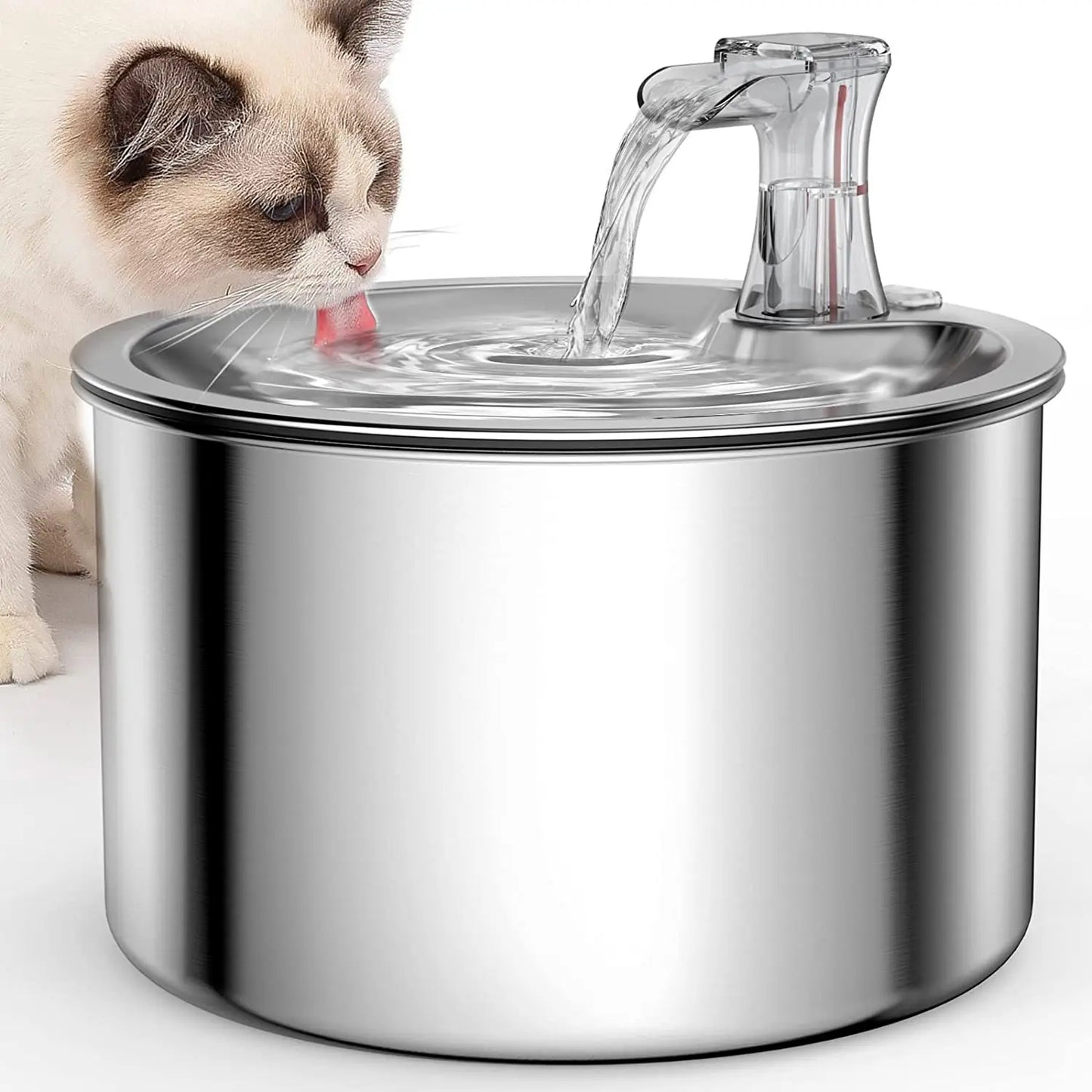 Stainless Steel Automatic Pet Water Fountain – 2L Cat & Dog Water Dispenser with Smart Sensor & Optional Heater