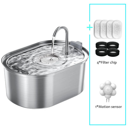 Smart Stainless Steel Cat Water Fountain – 3.2L Ultra-Quiet Automatic Pet Drinking Dispenser with Double Filtration, BPA-Free & Dishwasher Safe
