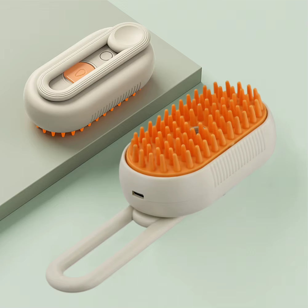 3-in-1 Electric Pet Grooming Brush with Steam Spray - USB Rechargeable Cat and Dog Hair Comb with Massage Feature